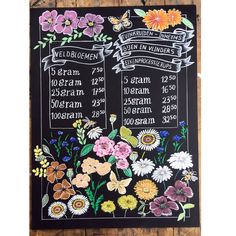 Krijtbord met veldbloemen Astronomy, Office Supplies, Van