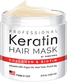 PRICES MAY VARY. Professional Salon Treatment - Hydrolyzed Keratin and Silk Protein, Coconut Oil and Pro-Vitamin B-5 All In One Repairing Hair Mask instantly transforms the texture of your hair, making it smoother, thicker, healthier-looking with higher volume and bounce Extra Hydration and Repairing: SUNATORIA Keratin Hair Mask gives damaged and dry hair a renewed look and feel of silky perfection and radiant shine Deeply Conditioning to Heal Hair: Infused with Hydrolyzed Keratin, Silk Protein, Keratin Hair Mask, Best Hair Mask, Hair Mask For Damaged Hair, Hair Repair Mask, Beauty Vitamins, Hair Masque, Keratin Hair, Coconut Oil Hair, Hair Control