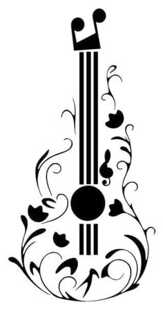 a black and white drawing of a guitar with the words, local love god is love