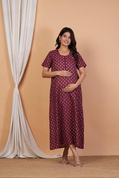 Maternity Caftan With Breastfeeding Zip Access Hospital Dress Nursing Wear Maternity Gown For New Mommy Postpartum Dress Cotton Summer Dress Floral Print Cotton Maternity Nightie Gown Soft Lightweight Breathable. Fabric that Keeps you Cool. Comfortable for Night and Day. Skin and Baby Safe Fabric. 100% Cotton Fabric. Size--XS, S, M, L, XL, 2XL, 3XL, 4XL, 5XL, 6XL. Length - 48 Inches. Adapts to your Belly Size. Hand block Print Fabric.  Customisation Can be Done.  Wash Care :  Do Not Soak or Tumble Dry. Cold Water Wash Using Mild Detergent. Dry in Shade. Use Warm Iron. All Items are Nicely Packaged. We Accept all Type of Custom Orders. For Custom Orders, Kindly What's App us on +91 98293 85881. NOTE: The Color of Images Shown above may Slightly vary due to Flash Light and Camera-Resolution. Postpartum Dresses, Nursing Gown, Nursing Wear, Cotton Dress Summer, Maternity Gowns, Block Printing Fabric, Floral Dress Summer, Model Dress, Tunic Dress