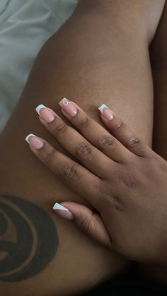 Basic Short French Nails, French Tip Nails With Heart And Initial, Square Acrylic Nails Heart Design, French Details Nails, White French Tops With Heart, French Nails With Love Hearts, Coffin French Tip Nails With Heart, White Tip With Heart Nails, White French Tip Nails With Heart On Ring Finger