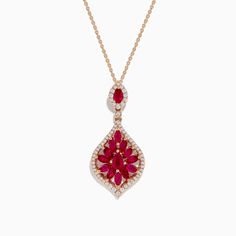 Ruby Royale 14K Rose Gold Ruby and Diamond Pendant Classic Rose-colored Formal Jewelry, Rose Classic Formal Jewelry, Fine Jewelry In Rose 14k Gold, Rose 14k Gold Fine Jewelry, Elegant 14k Rose Gold Jewelry For Valentine's Day, Formal Rose-colored 14k Gold Jewelry, Fine Jewelry In 14k Rose Gold, Elegant Pink Gold Jewelry With Rose Design, Formal Fine Jewelry With Rose Design