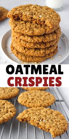 oatmeal cookies stacked on top of each other