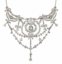 ©️️ Christies Belle Époque Emerald, Pearl And Diamond Necklace Vintage Diamond Necklace, Beautiful Diamond Necklace, Jewelry Inventory, Dancing Diamond, Diamond Flower Pendant, Solitaire Diamond Pendant, Pearl And Diamond Necklace, Solitaire Pendant Necklace