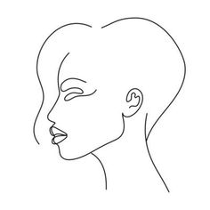 a line drawing of a woman's face with her eyes closed and mouth wide open