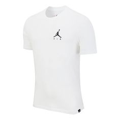 Men's Jordan Solid Color Logo Casual Sports Short Sleeve White T-Shirt DA6800-100 White Athleisure T-shirt For Sports Season, White Short Sleeve Sportswear T-shirt, White Casual T-shirt For Sports, White Athleisure Crew Neck T-shirt, Casual White T-shirt For Sports, White Short Sleeve T-shirt For Light Sports, Casual Athletic Fit Short Sleeve T-shirt, White Moisture-wicking Shirt For Streetwear, Casual White T-shirt For Sports Events