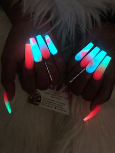 Glow In The Dark Summer Nails, Pink Pedicure, Short Acrylic Nails Designs, Fire Nails, Coffin Nails Designs, Bling Nails