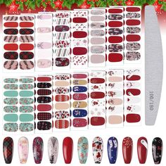 PRICES MAY VARY. ⛄⛄Exquisite Package - Came with 14 sheets nail decals in total, each sheets has 14pcs stickers. 7 types nail size stickers, which can meet your different decorative demands. These has 1 nail files strips included, which can help you apply nail stickers. ⛄⛄Easy to Use - Christmas nail stickers are self-adhesive; Just stick them on your nails, easy and time-saving. You can decorate your own style nails. There are many patterns for you to choose, which can meet your different decor Christmas Nail Polish, Women Nail Art, Christmas Nail Stickers, Nail Polish Stickers, Manicure Y Pedicure, Nail Polish Strips, Christmas Nail, Nails At Home, Nail Sizes