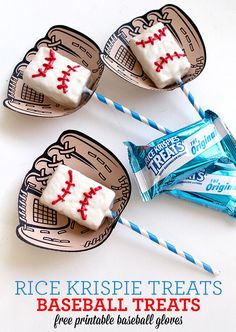 rice krispie treats baseball treats with candy sticks