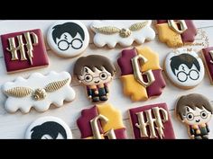 harry potter cookies are arranged on a table