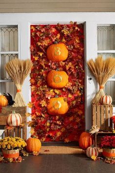 the front page of a magazine with pumpkins and other decorations on display in it