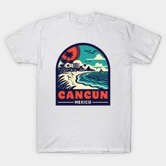 a white t - shirt with the words cancun mexico in front of it