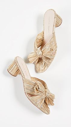 Loeffler Randall Emilia Pleated Bow Sandals | SHOPBOP Shoes Wedding Heels, Loeffler Randall Shoes, Wedding Guest Shoes, Bow Sandals, Metallic Sandals, Gold Shoes, Loeffler Randall, Spring Fling, Wedding Heels