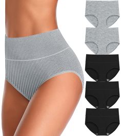 PRICES MAY VARY. 95% Cottton/5% Spandex Imported Pull On closure Machine Wash SOFT COMFORTABLE RIBBED FABRIC: No pinching, No rolling, No chafing. They don't ride up or roll down. The cotton panties don't dig into skin or stretch out. The seam lines are smooth and don't irritate. No panty lines under leggings, jeans, pants, dresses. COTTON UNDERWEAR FOR WOMEN: Our womens cotton underwear preserves the freshness of crotch. Double Layer crotch for more privacy protection and support. Extended Long Dresses Cotton, Muffin Top, Pants And Leggings, Amazon Women, Ribbed Fabric, Jeans Pants, Briefs, Double Layer, High Waist