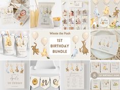 a baby's first birthday bundle with photos and decorations