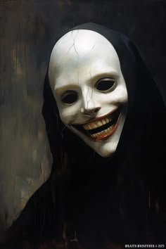 a painting of a person wearing a mask