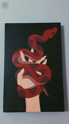 a painting of a hand holding a snake