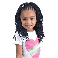 Freetress 3X Kids Braid - SENEGAL TWIST WITH CURLS 8" COLOR SHOWN ON MODEL : 1BMATERIAL : SyntheticTYPE : BraidLENGTH : 8"HEAT SAFE : DESCRIPTION : KID-FRIENDLY FLAME RETARDANT EASY STYLING CROCHET & LATCH HOOK SOFT TEXTURE SUPER LIGHT WEIGHT ALSO GREAT FOR ADULTSWHO ENJOY SHORT STYLES "FREETRESS Kids is a kid-friendly crochet braid collection. Each style is super light weight for less tension and the perfect length for an easy, on-the-go protective style." Freetress Crochet Hair, Twist With Curls, Crochet Braids For Kids, Senegal Twist, Crochet Hair Styles Freetress, Hair Crochet, Natural Hair Twists, Hair Twist Styles, Crochet Braid