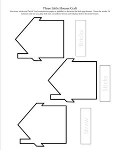 the three little houses craft worksheet for kids to make their own shapes and numbers