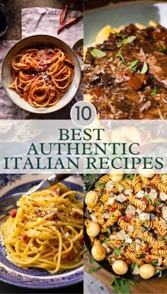 the cover of 10 best authentic italian recipes, with pictures of pasta and other dishes