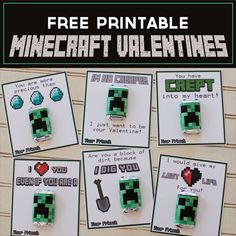 printable minecraft valentine's day card with pictures of the cards and instructions for how to make them