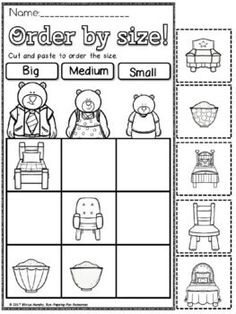 a printable worksheet for children to practice order by size