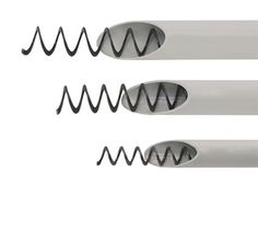 three metal spring springs on a white background