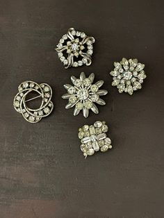 "Vintage mid century brooch collection. Silver color and rhinestones. Very nice quality. All look to be from the 1940-50s. No stones are missing, some might be a little discolored. The look great for a classic vintage look. Perfect for crafts, or vintage clothing accessories. This would make a nice gift/ for yourself or someone special. The closures all work. Aprox 1.5\" -2\" diameter." Hollywood Jewelry, Hallway Mirror, Mid Century Fashion, Mirror Tiles, Jewelry Pins, Fabulous Jewelry, Vintage Brooch, Fashion Vintage, Vintage Pins