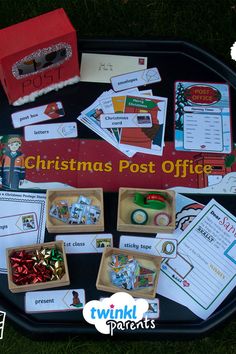 the christmas post office is organized and ready to be played