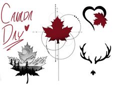 the canadian flag and maple leaves have been drawn in different ways to make it look like they