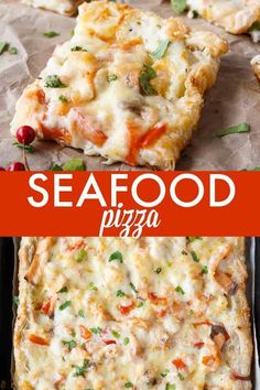 this seafood pizza is so good and it's ready to be eaten in the oven