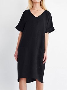 Linen Short Sleeve Casual Casualdress Black Dresses Midi Shift Dress, Shift Dresses, Cotton Linen Dresses, 2022 Trends, Spring Fabric, Linen Short, Short Sleeve Mini Dress, Green Midi Dress, Trends 2022