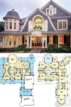 two story house plans with an open floor plan and large front porches on each side