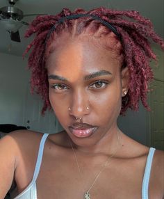 Pinby: aishaa🦋 💞 Loc Growth Progress, Color On Locs, Coloring Locs, Dreads Black Women, Color Locs, Red Dreadlocks, Dyed Dreads, Pretty Locs, Red Dreads