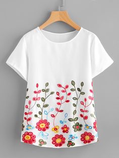 Short Embroidery, Fabric Paint Shirt, Embroidered Onesie, Fabric Paint Diy, Fabric Painting On Clothes, Paint Shirts, Kurti Embroidery Design, Head Scarf Styles