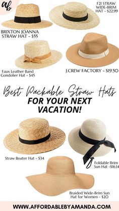 Beach Hats Outfit, Pack For The Beach, Style Influencers, Packable Sun Hat, Floppy Beach Hat, Resort Chic