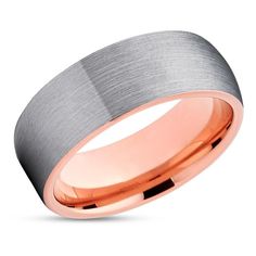 men's wedding band in rose gold and white gold with an interior brushed finish