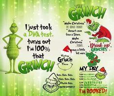 the grinch christmas poster is displayed on a green background