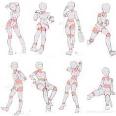 various positions of the body to perform an exercise with knee pads on one arm and leg