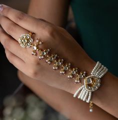 Hathphool Kundan, Sabyasachi Designer, Hand Accessories, Wedding Jewelry Bracelets, Inspirational Celebrities, Kundan Jewellery, Silver Foil, Colourful Outfits, Wedding Bracelet