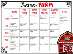 a printable farm timetable for kids to practice their writing and spelling skills on the farm