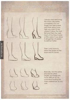 an instruction manual for how to draw high heel shoes