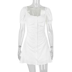 Women's Sexy White Dress U-Neck Short Sleeve A Linen Mini Dress Casual Slim Fit Mini Dress For Date Night, Casual Solid Mini Dress For Club, Casual Fitted Mini Dress For Club, Flirty Non-stretch Mini Dress, Casual Mini Dress For Club, Casual Solid Color Slim Fit Mini Dress, Slim Fit Bodycon Dress For Summer, Casual Slim Fit Mini Dress, Slim Fit Casual Mini Dress