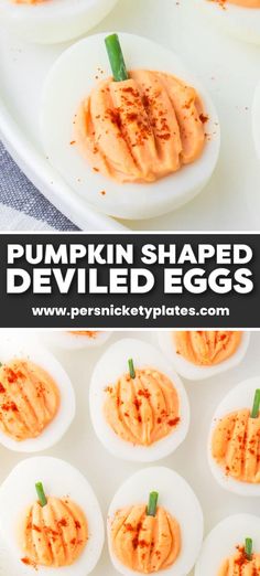 deviled eggs with pumpkin shaped deviled eggs in them