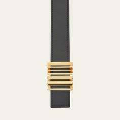 Loewe belt in dyed leather with golden hardware  Approx. 35.1"L Logo buckle Tonal stitching Made in Spain Loewe Belt, L Logo, Bergdorf Goodman, Leather Belt, Tops Designs, Spain, Stitching, Buckle, Leather