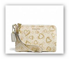 NWT Coach Hearts Print Small Canvas Wristlet  51230B Brass/Light Khaki/Gold    Style: Coach Hearts Small Canvas Wristlet Condition: Brand New with Tag - Purchased from department store Color: Brass/Light Khaki/Gold MFSRP: $48.00 This is a charming little wristlet from Coach that carries all your essentials. Heart print coated canvas with leather trim Inside two credit card pockets Zip-top closure, fabric lining Exterior slip pocket Strap with clip to form a wrist strap or attach to the inside of Small Wristlet, Brass Light, Hearts Print, Golden Heart, Coach Wallet, Wristlet Clutch, Coach Wristlet, Small Canvas, Gifts For Wedding Party