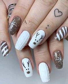 December Nails, Winter Nail Art, Festival Nails, Xmas Nails, Christmas Nail Designs, Fancy Nails