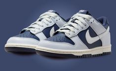 Nike Dunk Low Midnight Navy, Navy Blue Dunks, Fye Shoes, Quince Themes, Dunks Outfit, School Clothes, Sneaker Release, January 2024