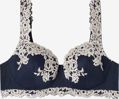 INTIMISSIMI Balconette Bra 'Pretty Flowers' in Navy | ABOUT YOU Jennifer Lopez News, Blue Bra, Cute Bras, Wardrobe Update, Paris Outfits, Balconette Bra, Lingerie Accessories, Cute Fits