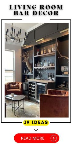 the living room bar decor is featured in this ad